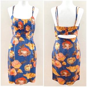 Maeve Peony Slip Silk Blend Cutout Back Dress 10